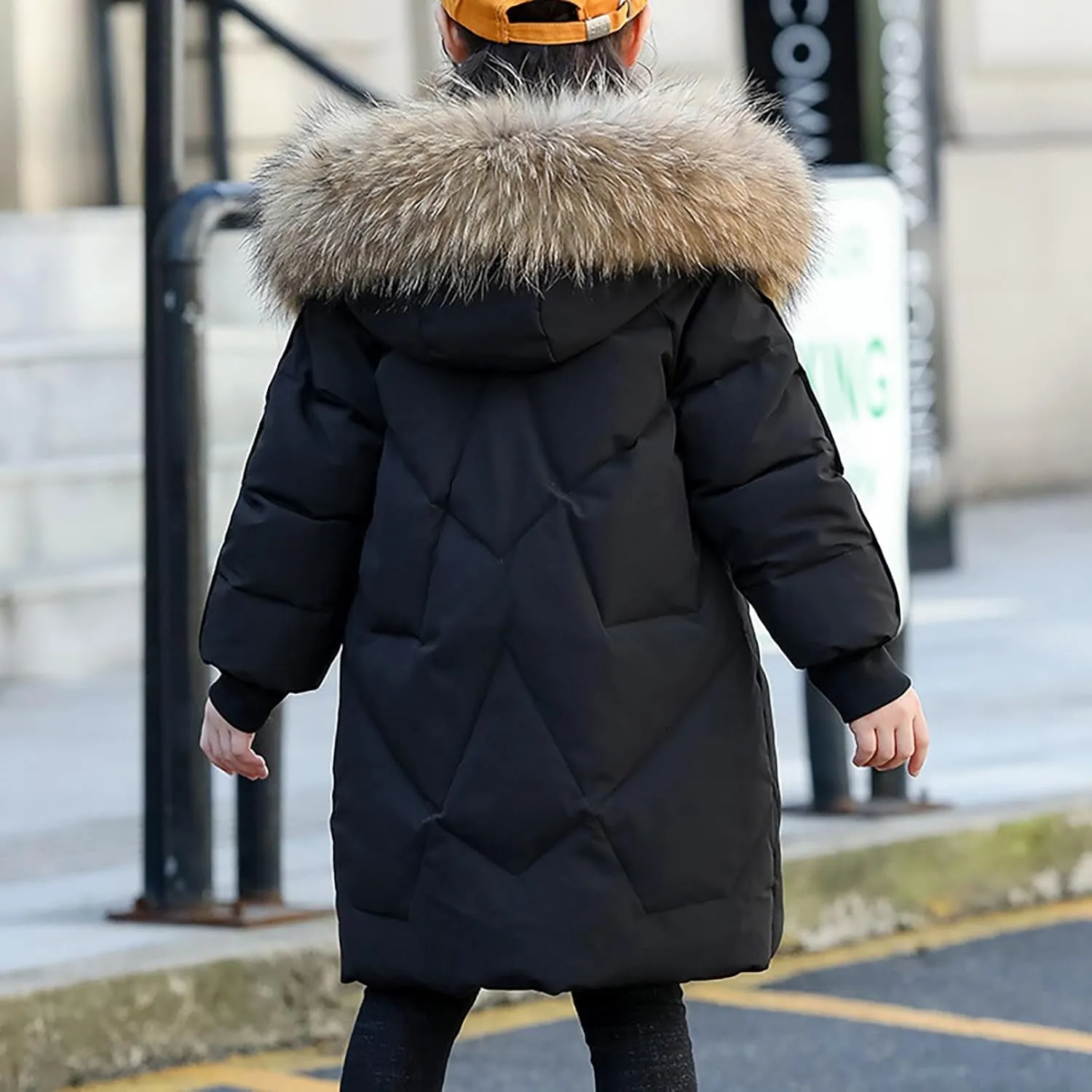 Teens Girls Long Heavyweight Hooded Puffer Jacket Kids Fashion Insulated Padded Down Jacket Winter Snowsuit Coat