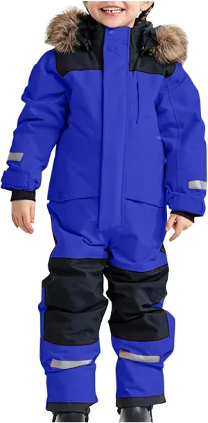 TIMIFIS Toddler Snowsuit Coveralls Kids Girls Boys One Piece Ski Suits Waterproof Snow Suit Thicken Winter Jackets Coats