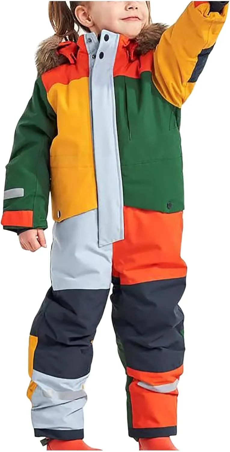 TIMIFIS Toddler Snowsuit Coveralls Kids Girls Boys One Piece Ski Suits Waterproof Snow Suit Thicken Winter Jackets Coats