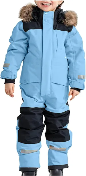 TIMIFIS Toddler Snowsuit Coveralls Kids Girls Boys One Piece Ski Suits Waterproof Snow Suit Thicken Winter Jackets Coats