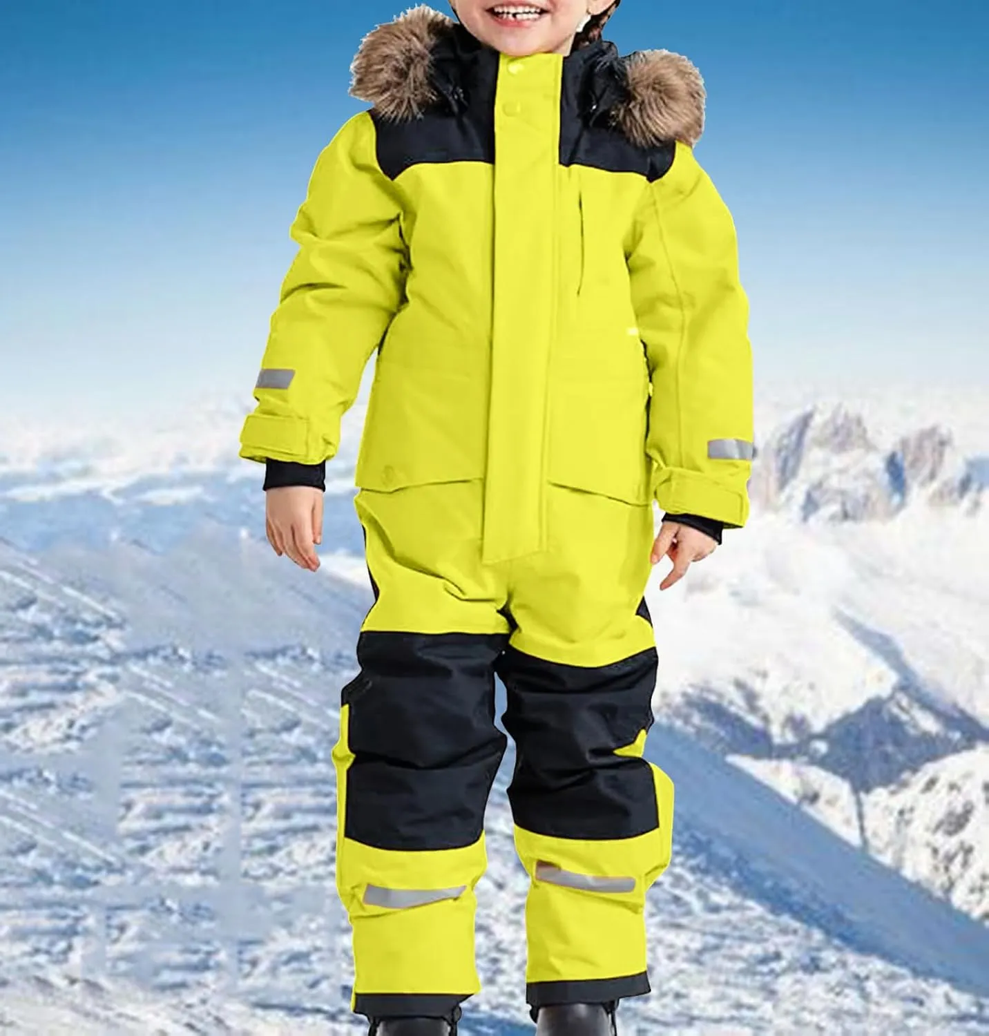 TIMIFIS Toddler Snowsuit Coveralls Kids Girls Boys One Piece Ski Suits Waterproof Snow Suit Thicken Winter Jackets Coats