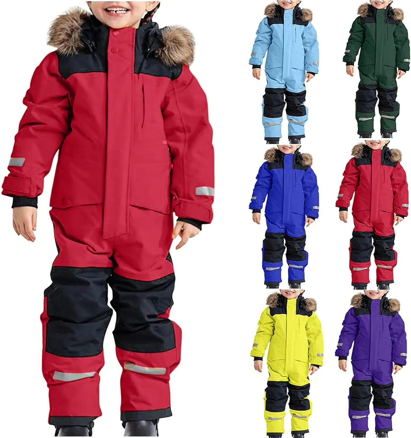 TIMIFIS Toddler Snowsuit Coveralls Kids Girls Boys One Piece Ski Suits Waterproof Snow Suit Thicken Winter Jackets Coats