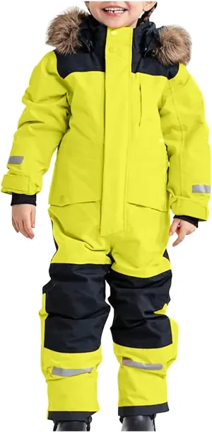 TIMIFIS Toddler Snowsuit Coveralls Kids Girls Boys One Piece Ski Suits Waterproof Snow Suit Thicken Winter Jackets Coats