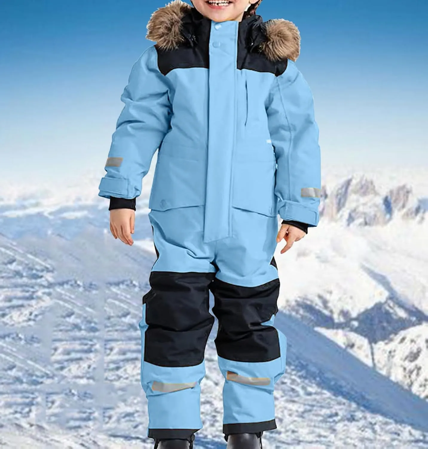 TIMIFIS Toddler Snowsuit Coveralls Kids Girls Boys One Piece Ski Suits Waterproof Snow Suit Thicken Winter Jackets Coats