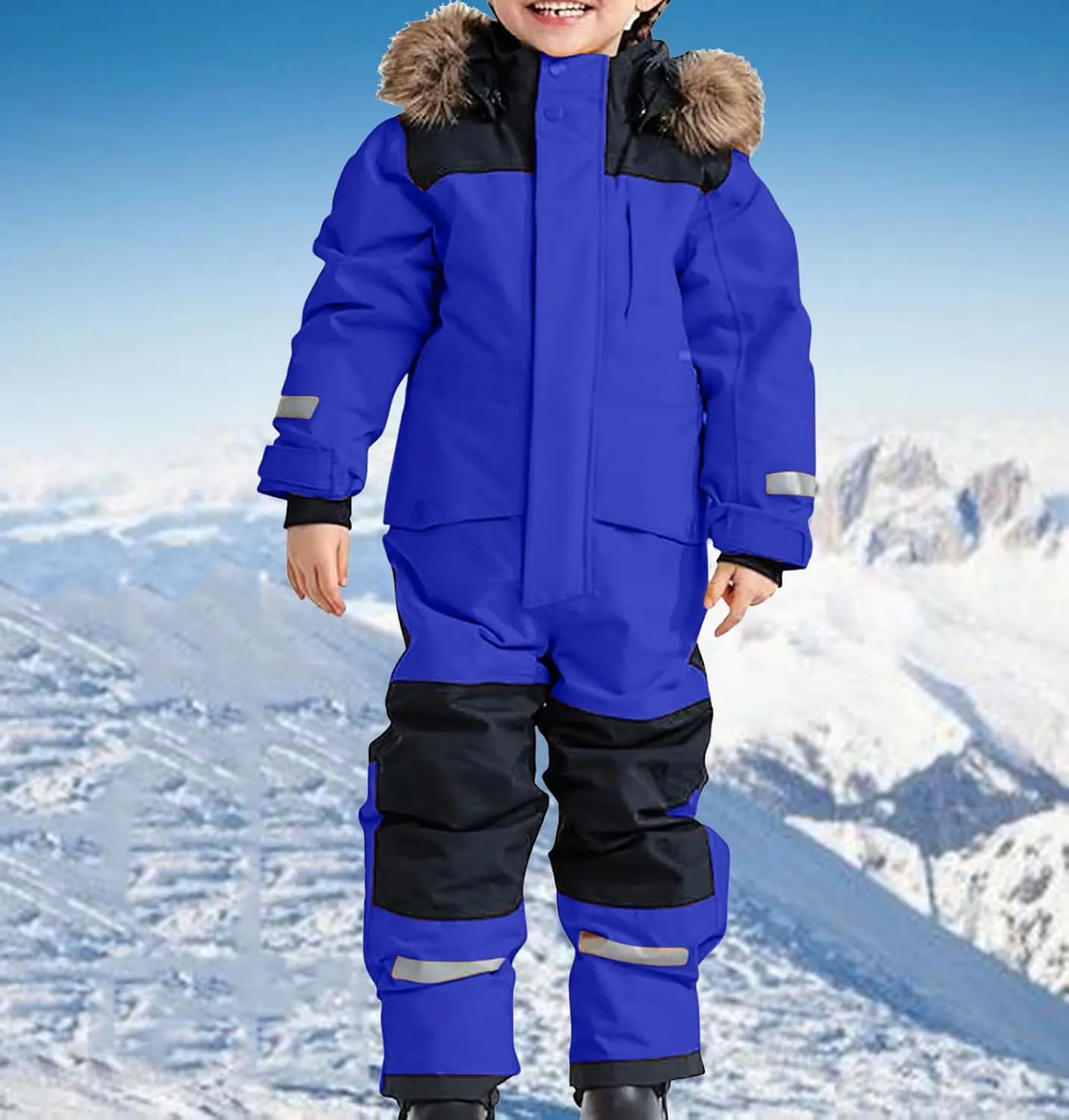 TIMIFIS Toddler Snowsuit Coveralls Kids Girls Boys One Piece Ski Suits Waterproof Snow Suit Thicken Winter Jackets Coats