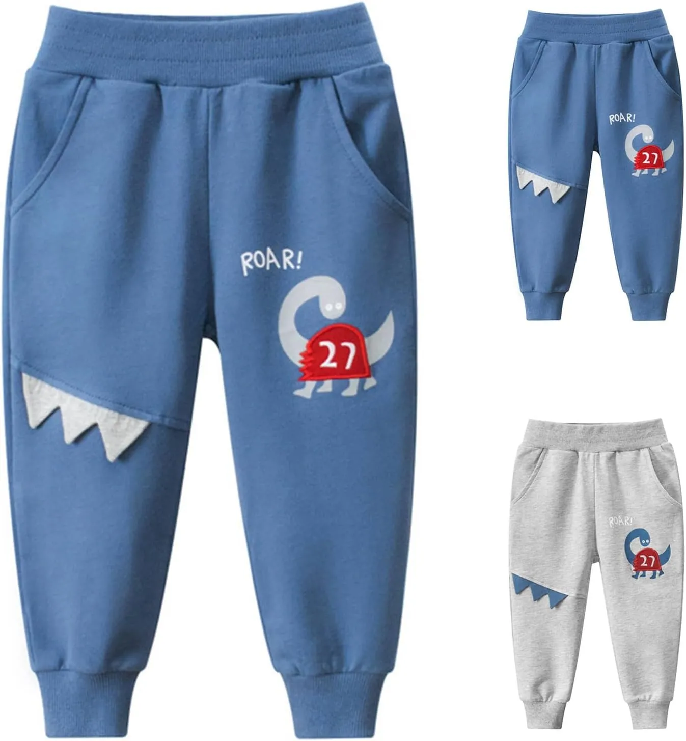 Toddler Boy Sweatpants Kids Sport Jogger Cotton Casual Playwear Sweats Pants Cute Dinosaur Print Pants Boys