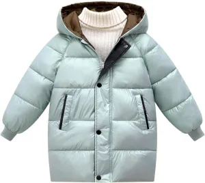 Toddler Boys Girls Insulated Winter Coat Long Puffer Down Jacket Windproof Jacket Hooded Outwear Children's Thick Padded