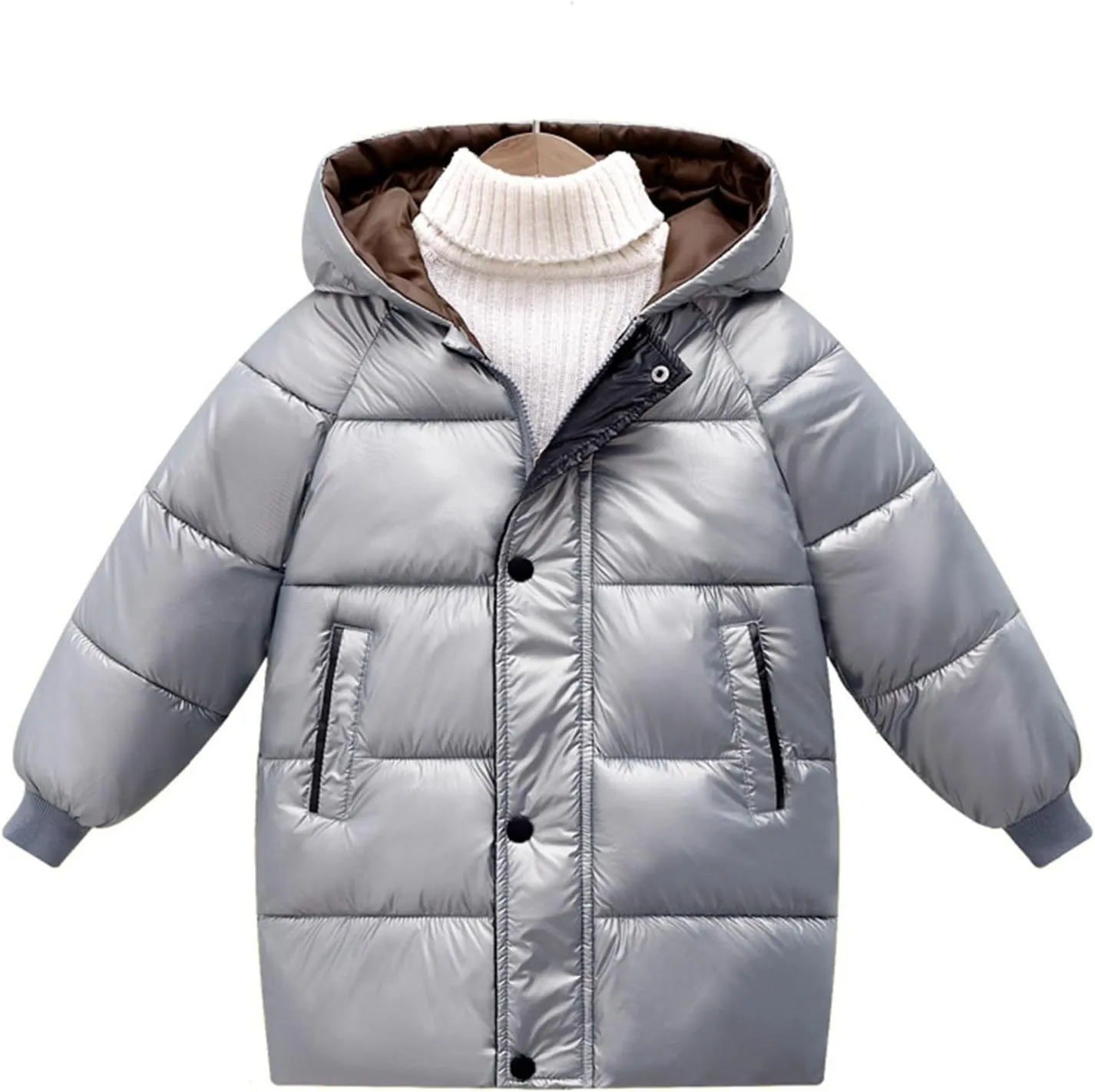 Toddler Boys Girls Insulated Winter Coat Long Puffer Down Jacket Windproof Jacket Hooded Outwear Children's Thick Padded