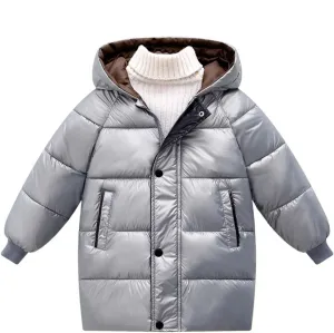Toddler Boys Girls Insulated Winter Coat Long Puffer Down Jacket Windproof Jacket Hooded Outwear Children's Thick Padded