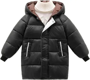 Toddler Boys Girls Insulated Winter Coat Long Puffer Down Jacket Windproof Jacket Hooded Outwear Children's Thick Padded