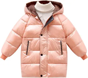 Toddler Boys Girls Insulated Winter Coat Long Puffer Down Jacket Windproof Jacket Hooded Outwear Children's Thick Padded