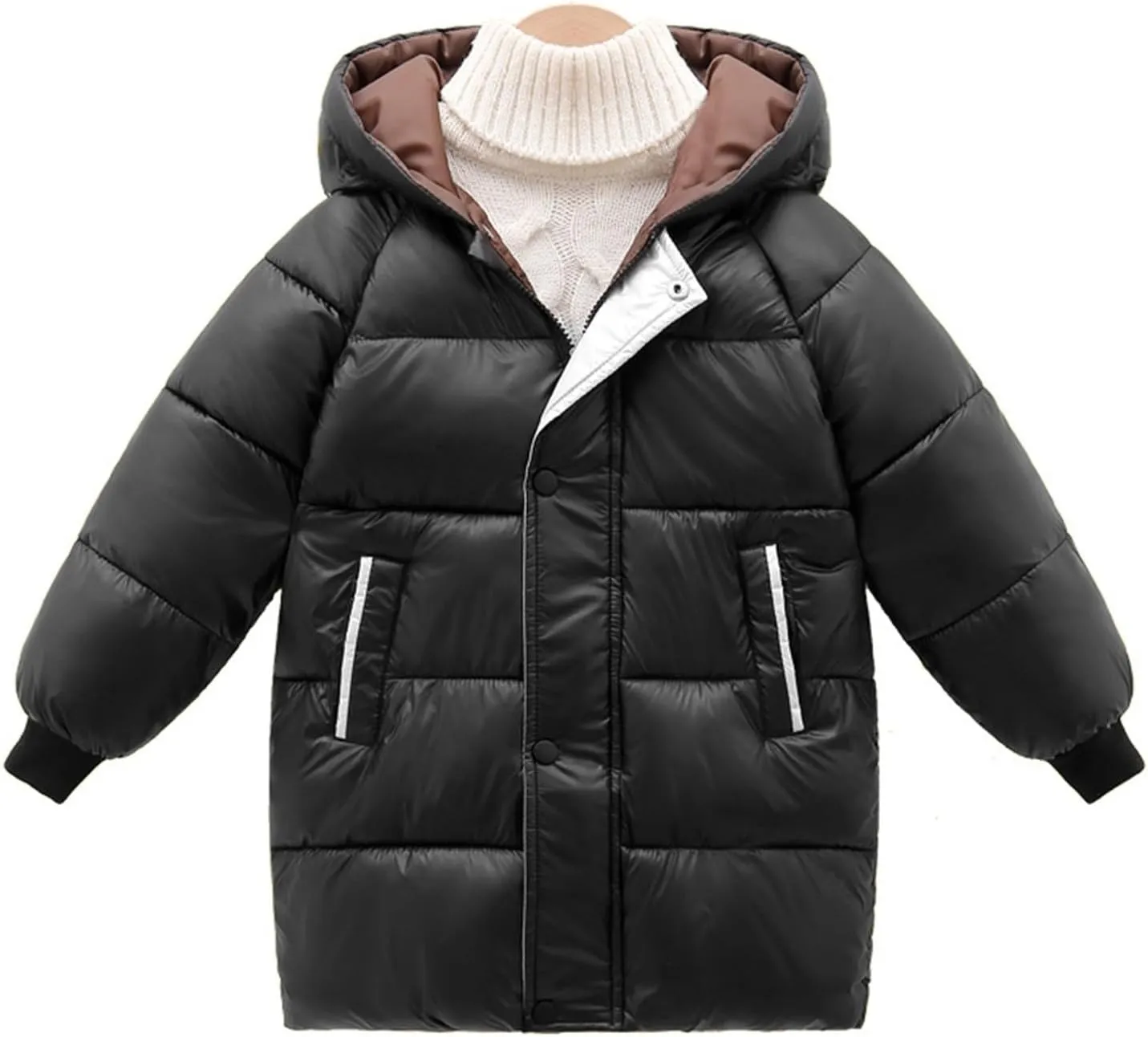 Toddler Boys Girls Insulated Winter Coat Long Puffer Down Jacket Windproof Jacket Hooded Outwear Children's Thick Padded