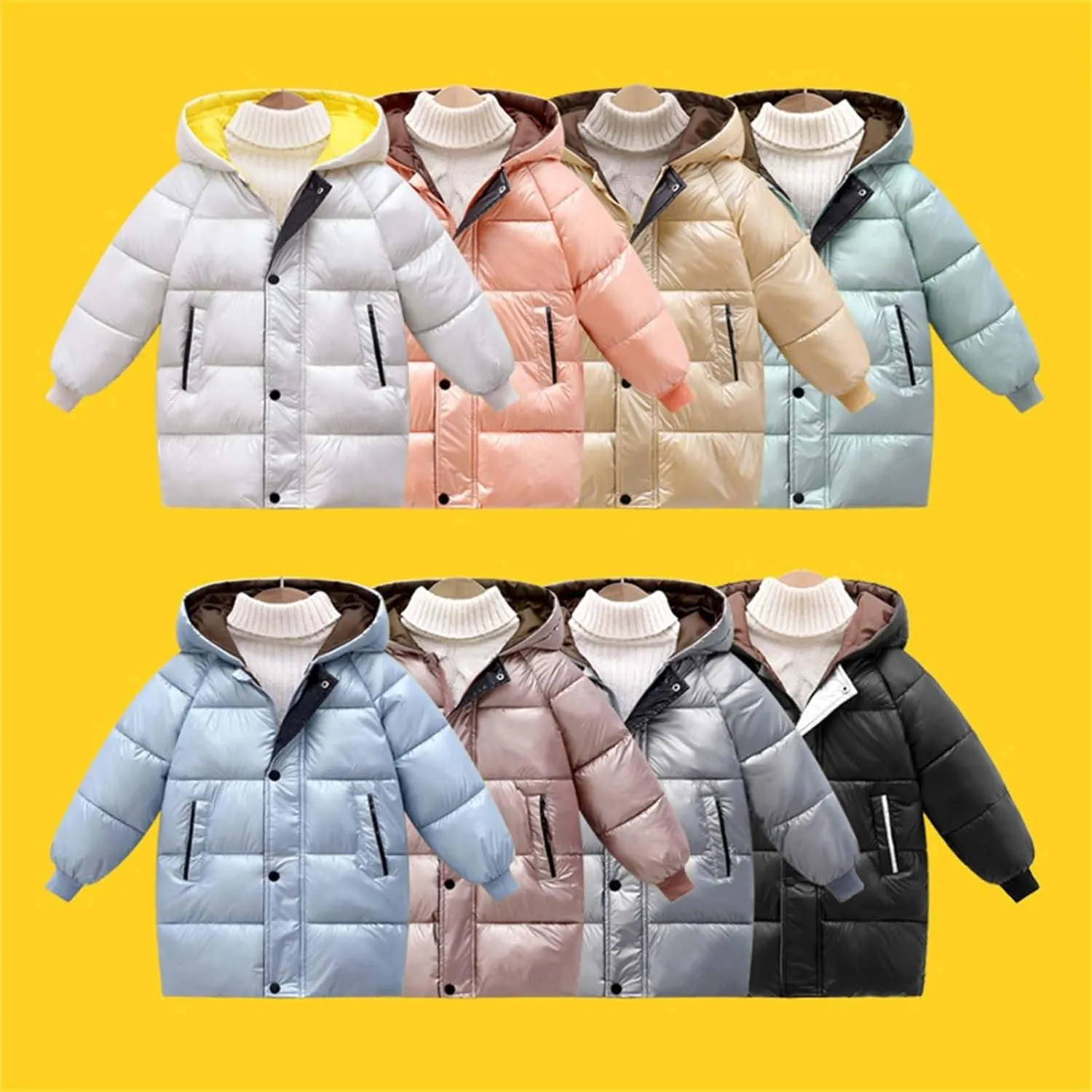 Toddler Boys Girls Insulated Winter Coat Long Puffer Down Jacket Windproof Jacket Hooded Outwear Children's Thick Padded