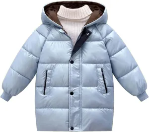 Toddler Boys Girls Insulated Winter Coat Long Puffer Down Jacket Windproof Jacket Hooded Outwear Children's Thick Padded