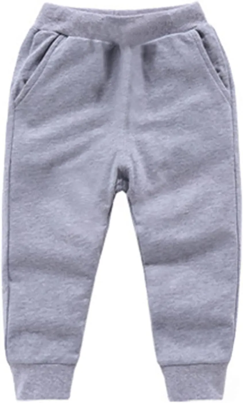 Toddler Girls Boy's Sweatpants Baby Cotton Pull on Jogger Pants Kids Solid Elastic Waist Slim Sport Pants