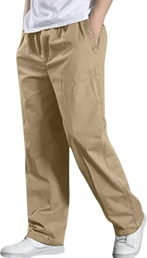 Uillui Men's Big and Tall Cargo Pants Casual Work Cotton Straight Leg Baggy Trouser Athletic Gym Training Workout Track Pant