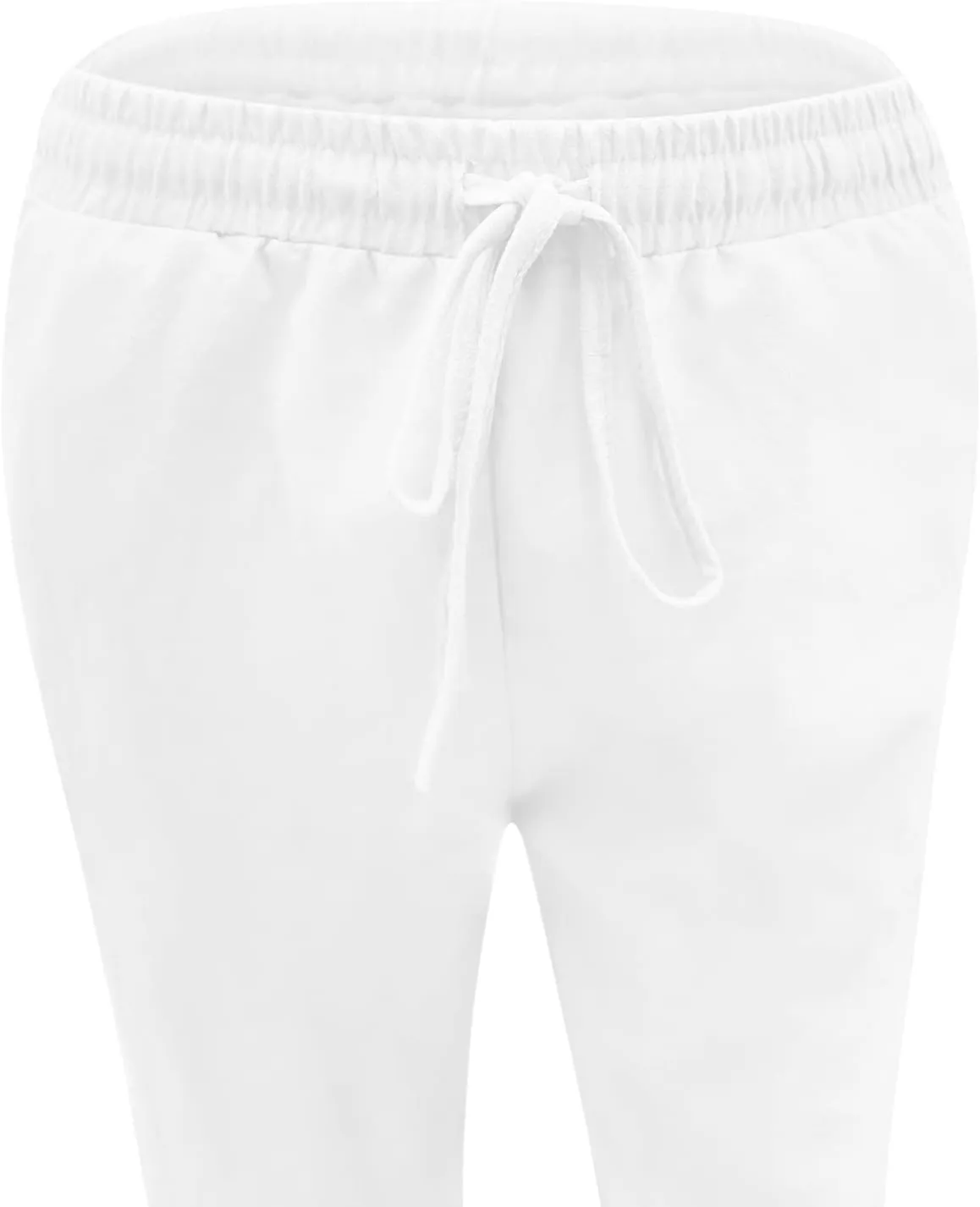 Uillui Women Cotton Linen Baggy Pants Drawstring Elastic Waist Sashes Straight Casual Loose Fit Long Pants Wide Leg Trousers