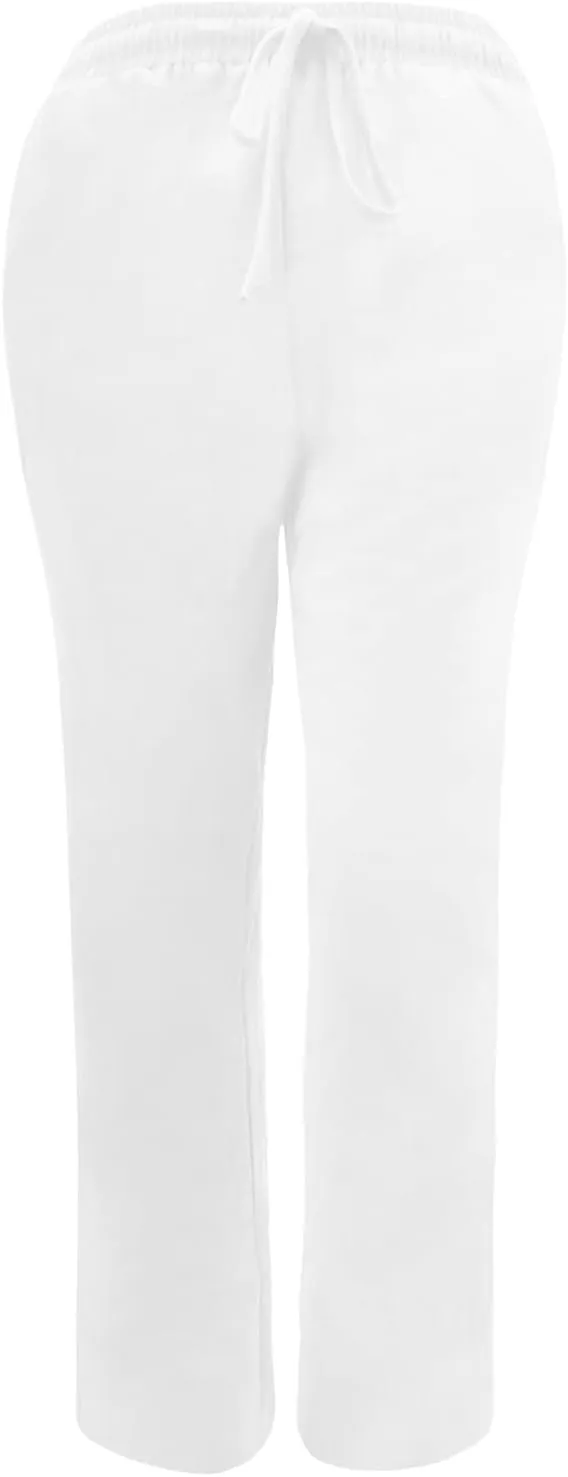 Uillui Women Cotton Linen Baggy Pants Drawstring Elastic Waist Sashes Straight Casual Loose Fit Long Pants Wide Leg Trousers