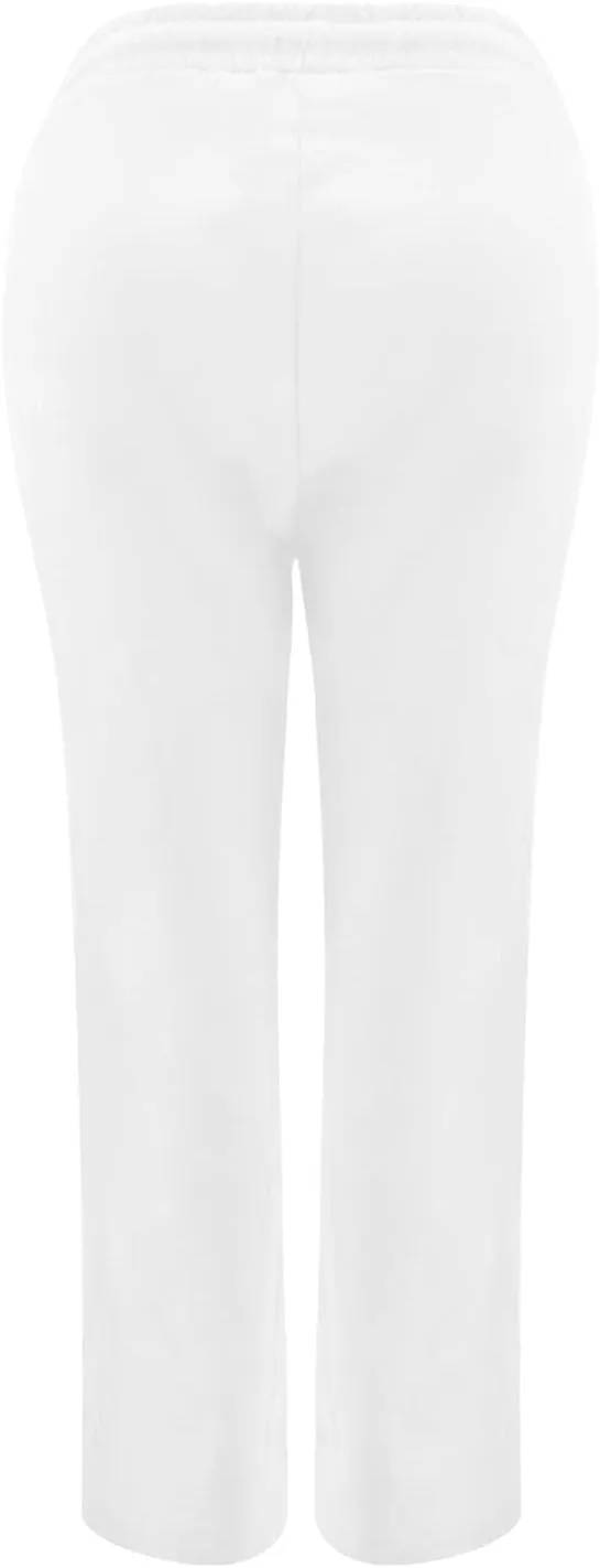 Uillui Women Cotton Linen Baggy Pants Drawstring Elastic Waist Sashes Straight Casual Loose Fit Long Pants Wide Leg Trousers