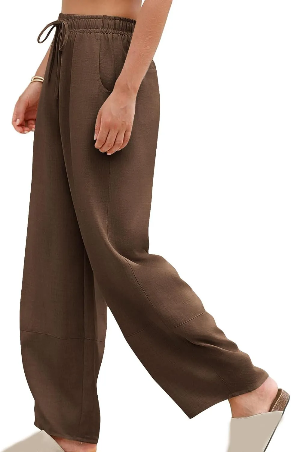 Women Baggy Pants Summer Drawstring Wide High Waisted Leg Casual Pant 2025 Beach Travel Vacation Trousers with Pocket