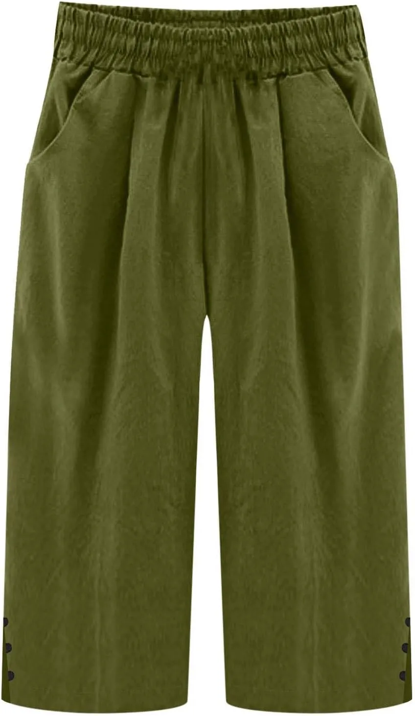 Women's Casual Tapered Harem Pants Summer Baggy Loose Fit Linen Bermuda Beach Pants with Pockets