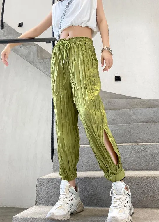 Women's casual trousers summer green thin section loose  thin harem beam feet pants