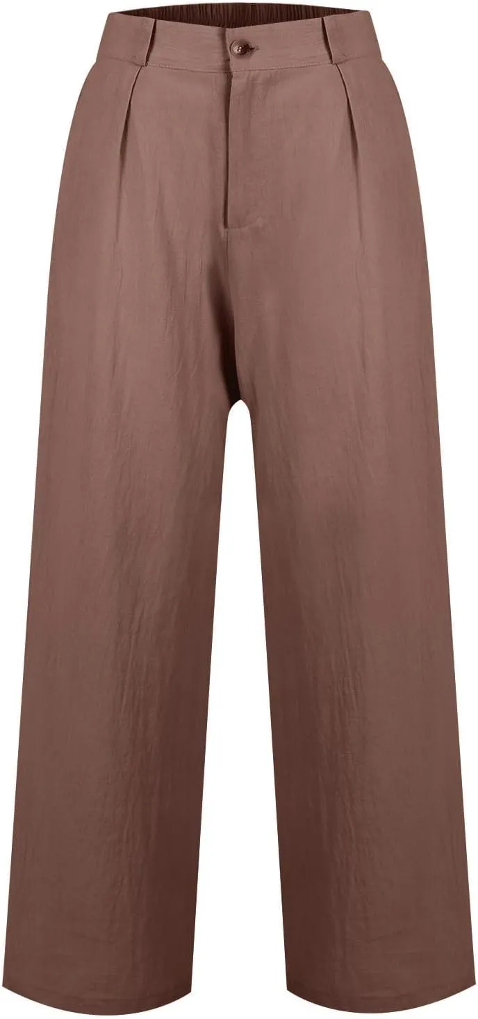 Womens Casual Wide Leg Pants High Waist Button Down Straight Leg Trousers Work Dress Pants for Women Business Outfits