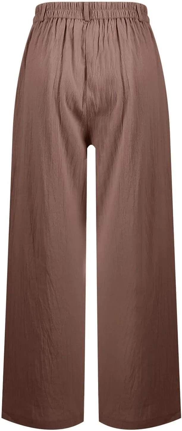 Womens Casual Wide Leg Pants High Waist Button Down Straight Leg Trousers Work Dress Pants for Women Business Outfits