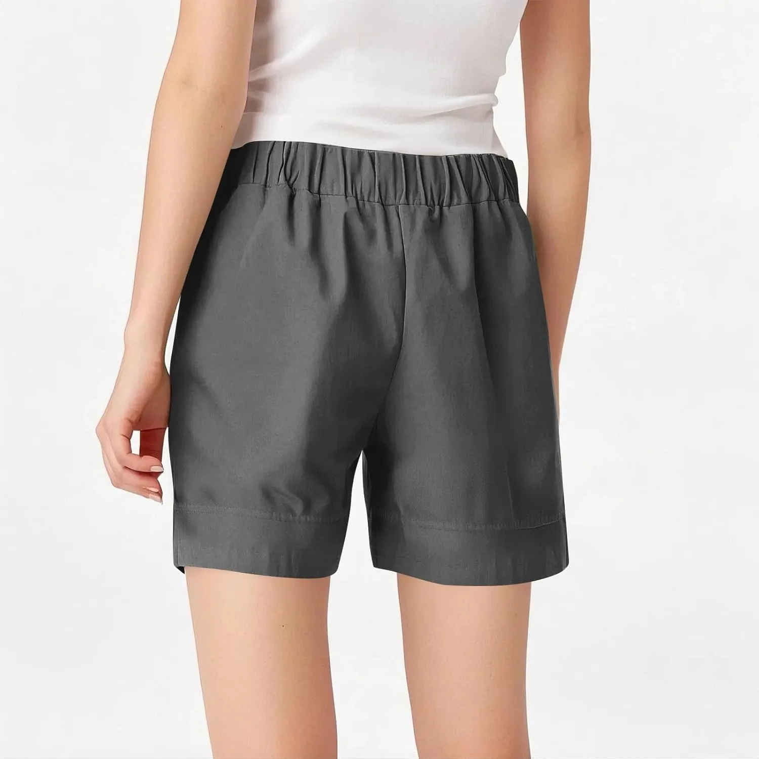 Womens Cotton Linen Shorts Drawstring Elastic Waist 2025 Casual Summer Trendy Short with Pockets (S-3Xl)