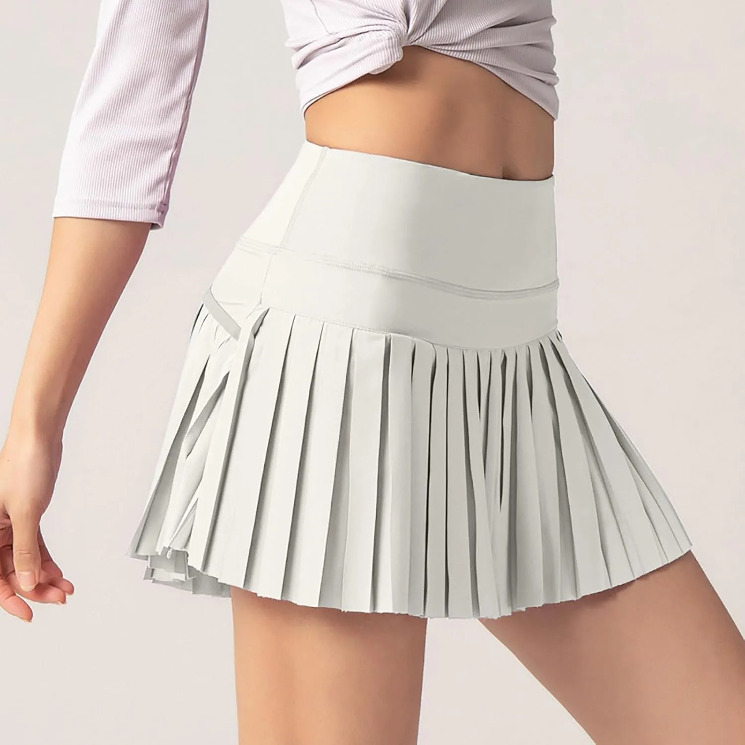Women's Skirt Pants High Waist Fake Two Piece Tennis Skirts Breathable Pleated Running Fitness Sports Badminton Shorts