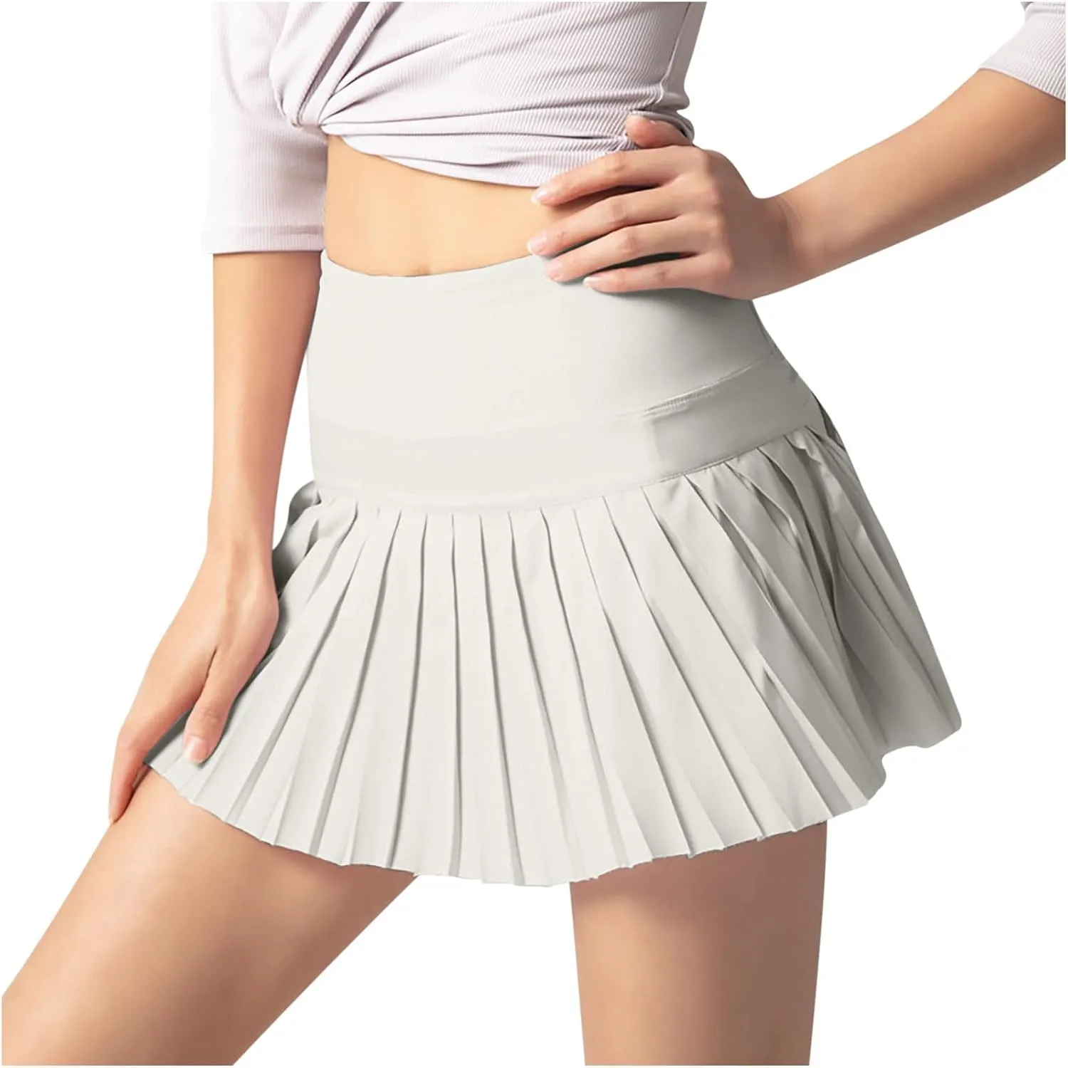 Women's Skirt Pants High Waist Fake Two Piece Tennis Skirts Breathable Pleated Running Fitness Sports Badminton Shorts