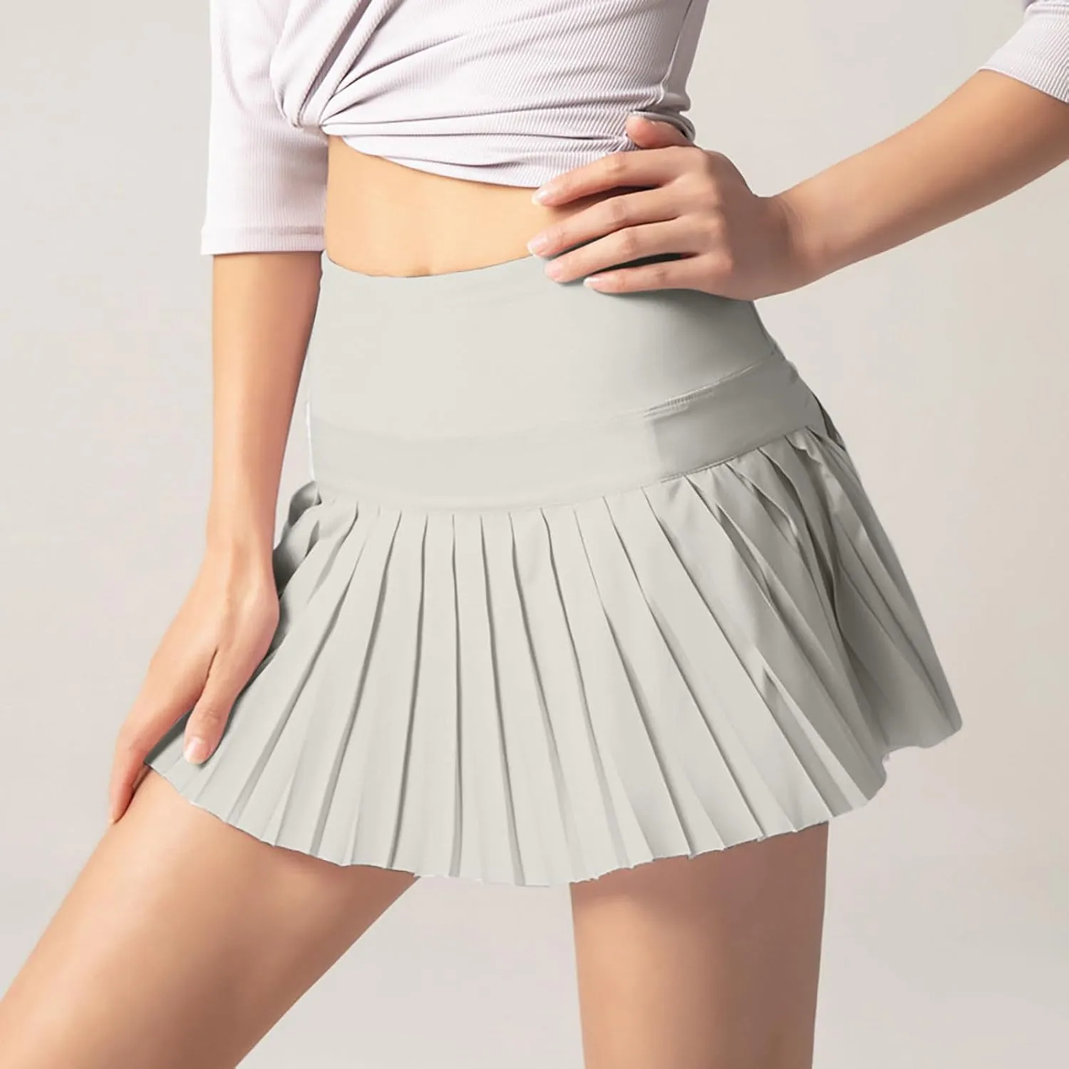 Women's Skirt Pants High Waist Fake Two Piece Tennis Skirts Breathable Pleated Running Fitness Sports Badminton Shorts
