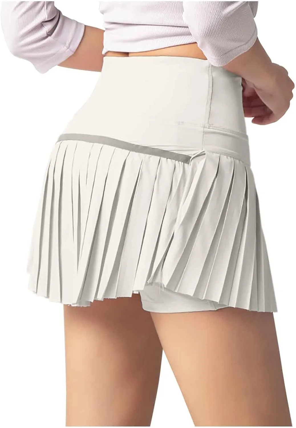 Women's Skirt Pants High Waist Fake Two Piece Tennis Skirts Breathable Pleated Running Fitness Sports Badminton Shorts