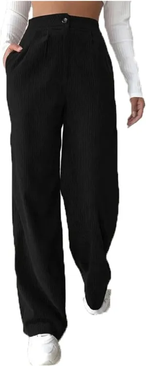Womens Wide Leg Pants Corduroy High Waist Retro Straight Leg Trousers Casual Work Sweatpants Bottom Spring Fall Trendy